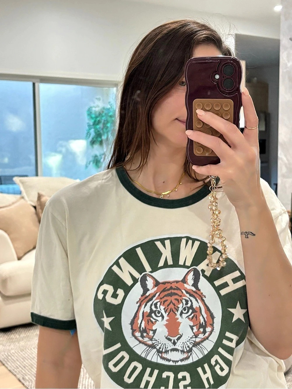 Stranger Things Hawkins High School Tiger Ringer T-Shirt Netflix L